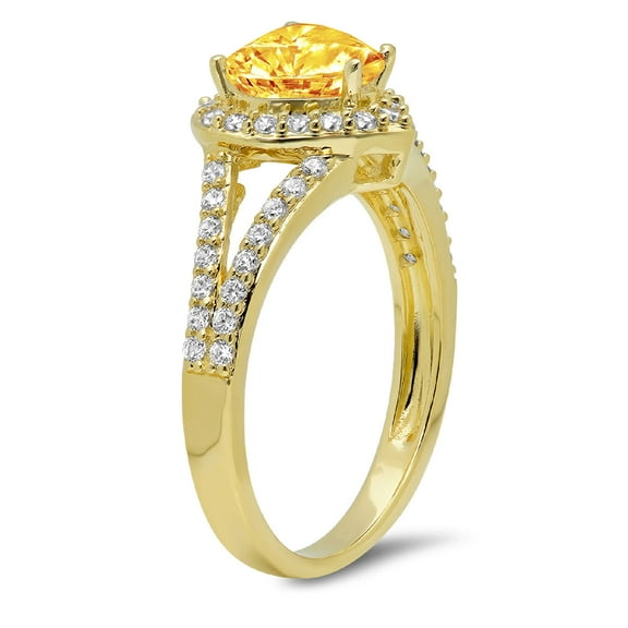 1.49 ct Heart Cut Natural Citrine Halo Engagement Ring for Women in 18K Yellow Gold
