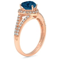 1.49 ct Heart Cut Natural London Blue Topaz Halo Engagement Ring for Women in 18K Rose Gold