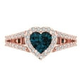 thumbnail image 1 of 1.49 ct Heart Cut Natural London Blue Topaz with Simulated Diamond Halo Accents 18K Rose Gold Womens Engagement Ring, 1 of 5