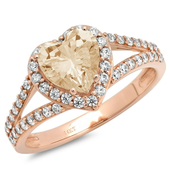 1.49 ct Heart Cut Natural Morganite with Simulated Diamond Halo Accents 18K Rose Gold Womens Engagement Ring