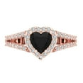 thumbnail image 1 of 1.49 ct Heart Cut Natural Onyx with Simulated Diamond Halo Accents 18K Rose Gold Womens Engagement Ring, 1 of 5