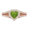 thumbnail image 1 of 1.49 ct Heart Cut Natural Peridot Halo Engagement Ring for Women in 14K Rose Gold, 1 of 5