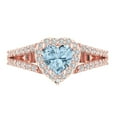 thumbnail image 1 of 1.49 ct Heart Cut Natural Sky Blue Topaz with Simulated Diamond Halo Accents 18K Rose Gold Womens Engagement Ring, 1 of 5