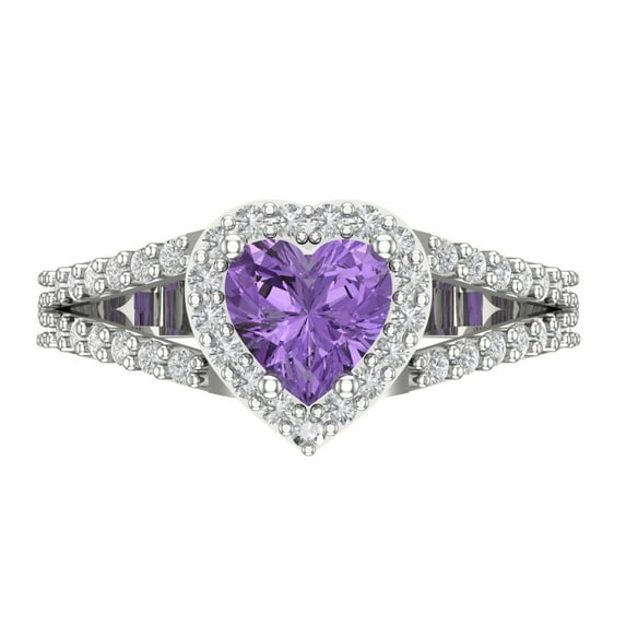 Clara Pucci 14K White Gold 1.49ct Alexandrite Halo Ring for Women