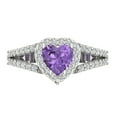 thumbnail image 1 of 1.49 ctw with Simulated Diamond Halo Accents Anniversary Ring for Women | Heart Cut Simulated Alexandrite | Hyperallergenic Solid 18K White Gold, 1 of 5