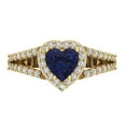 thumbnail image 1 of 1.49 ct Heart Cut Simulated Blue Sapphire Halo Engagement Ring for Women in 18K Yellow Gold, 1 of 5