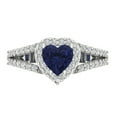 thumbnail image 1 of 1.49 ctw with Simulated Diamond Halo Accents Anniversary Ring for Women | Heart Cut Simulated Blue Sapphire | Hyperallergenic Solid 14K White Gold, 1 of 5