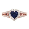 thumbnail image 1 of 1.49 ctw with Simulated Diamond Halo Accents Anniversary Ring for Women | Heart Cut Simulated Blue Sapphire | Hyperallergenic Solid 18K Rose Gold, 1 of 5