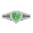 thumbnail image 1 of 1.49 ct Heart Cut Simulated Green Diamond Halo Engagement Ring for Women in 18K White Gold, 1 of 5