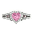 thumbnail image 1 of 1.49 ct Heart Cut Simulated Pink Diamond Halo Engagement Ring for Women in 18K White Gold, 1 of 5