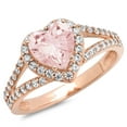 thumbnail image 1 of 1.49 ct Heart Cut Simulated Pink Diamond with Simulated Diamond Halo Accents 14K Rose Gold Womens Engagement Ring, 1 of 3