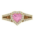 thumbnail image 1 of Clara Pucci 14K Yellow Gold Solid Gold Pink Halo Anniversary Ring for Women - 1.49 cttw Heart Cut, 1 of 8