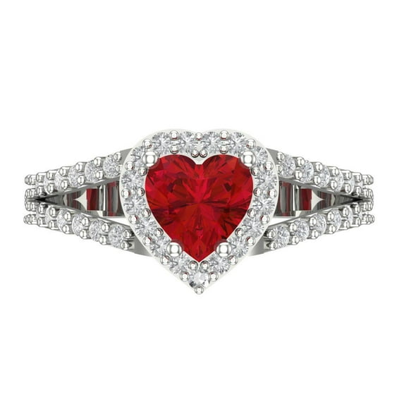 Clara Pucci 14K White Gold Solid Gold Tourmaline Halo Anniversary Ring for Women - 1.49 cttw Heart Cut