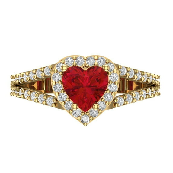 Clara Pucci 14K Yellow Gold Solid Gold Tourmaline Halo Anniversary Ring for Women - 1.49 cttw Heart Cut