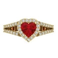 thumbnail image 1 of 1.49 ct Heart Cut Simulated Pink Tourmaline with Simulated Diamond Halo Accents 18K Yellow Gold Womens Engagement Ring, 1 of 5