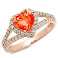 thumbnail image 1 of 1.49 ct Heart Cut Simulated Red Diamond with Simulated Diamond Halo Accents 14K Rose Gold Womens Engagement Ring, 1 of 4