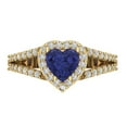 thumbnail image 1 of Clara Pucci 14K Yellow Gold Solid Gold Tanzanite Halo Anniversary Ring for Women - 1.49 cttw Heart Cut, 1 of 8