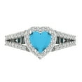 thumbnail image 1 of Clara Pucci 14K White Gold Solid Gold Turquoise Halo Anniversary Ring for Women - 1.49 cttw Heart Cut, 1 of 8