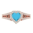 thumbnail image 1 of 1.49 ct Heart Cut Simulated Turquoise with Simulated Diamond Halo Accents 18K Rose Gold Womens Engagement Ring, 1 of 5