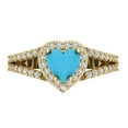 thumbnail image 1 of 1.49 ct Heart Cut Simulated Turquoise with Simulated Diamond Halo Accents 18K Yellow Gold Womens Engagement Ring, 1 of 5