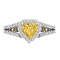 thumbnail image 1 of 1.49 ct Heart Cut Simulated Yellow Diamond Halo Engagement Ring for Women in 18K White Gold, 1 of 5