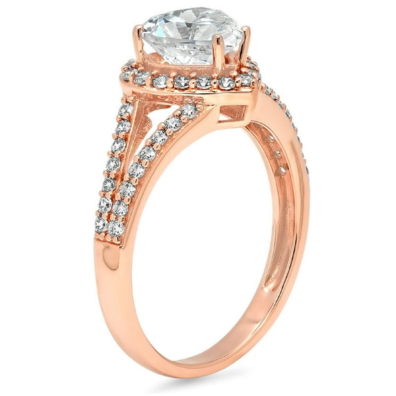 1.49 ct Heart Cut White Sapphire Halo Engagement Ring for Women in 14K Rose Gold