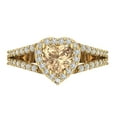 thumbnail image 1 of 1.49 ctw with Simulated Diamond Halo Accents Anniversary Ring for Women | Heart Cut Yellow Moissanite | Hyperallergenic Solid 18K Yellow Gold, 1 of 5