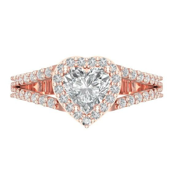 Halo Engagement Ring for Women - 1.49ct Moissanite in 14K Rose Gold Promise Ring