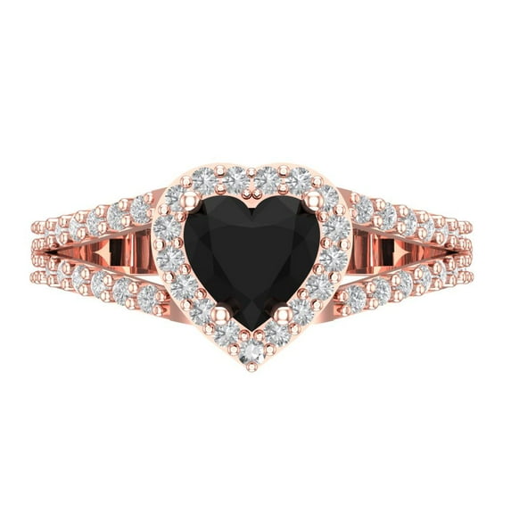 Clara Pucci 14K Rose Gold 1.49ct Onyx Halo Ring for Women