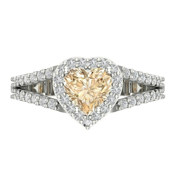1.49 ct Heart Cut Natural Morganite Halo Engagement Ring for Women in 18K White Gold