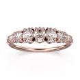 thumbnail image 1 of 1.49ct Oval and Round Diamond Moissanite Perspective Ring 18K Rose Gold Over Silver Wedding Band, 1 of 4