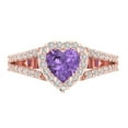 thumbnail image 1 of 1.49 ctw with Simulated Diamond Halo Accents Anniversary Ring for Women | Heart Cut Simulated Alexandrite | Hyperallergenic Solid 18K Rose Gold, 1 of 5