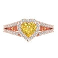 thumbnail image 1 of 1.49 ctw with Simulated Diamond Halo Accents Anniversary Ring for Women | Heart Cut Simulated Yellow Diamond | Hyperallergenic Solid 14K Rose Gold, 1 of 5