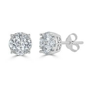 FIFTH AND FINE 1/4Ct Diamond Round Stud Earrings set in 925 Sterling Silver Certified