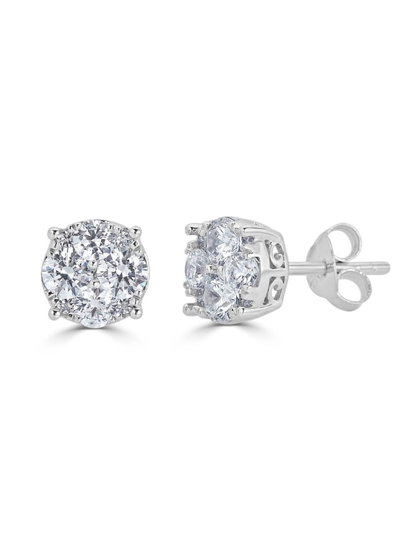 1/4Ct Diamond Round Stud Earrings set in 925 Sterling Silver Certified