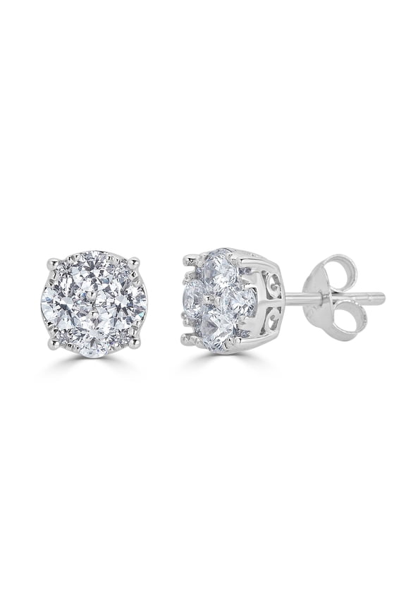 1/4Ct Diamond Round Stud Earrings set in 925 Sterling Silver Certified