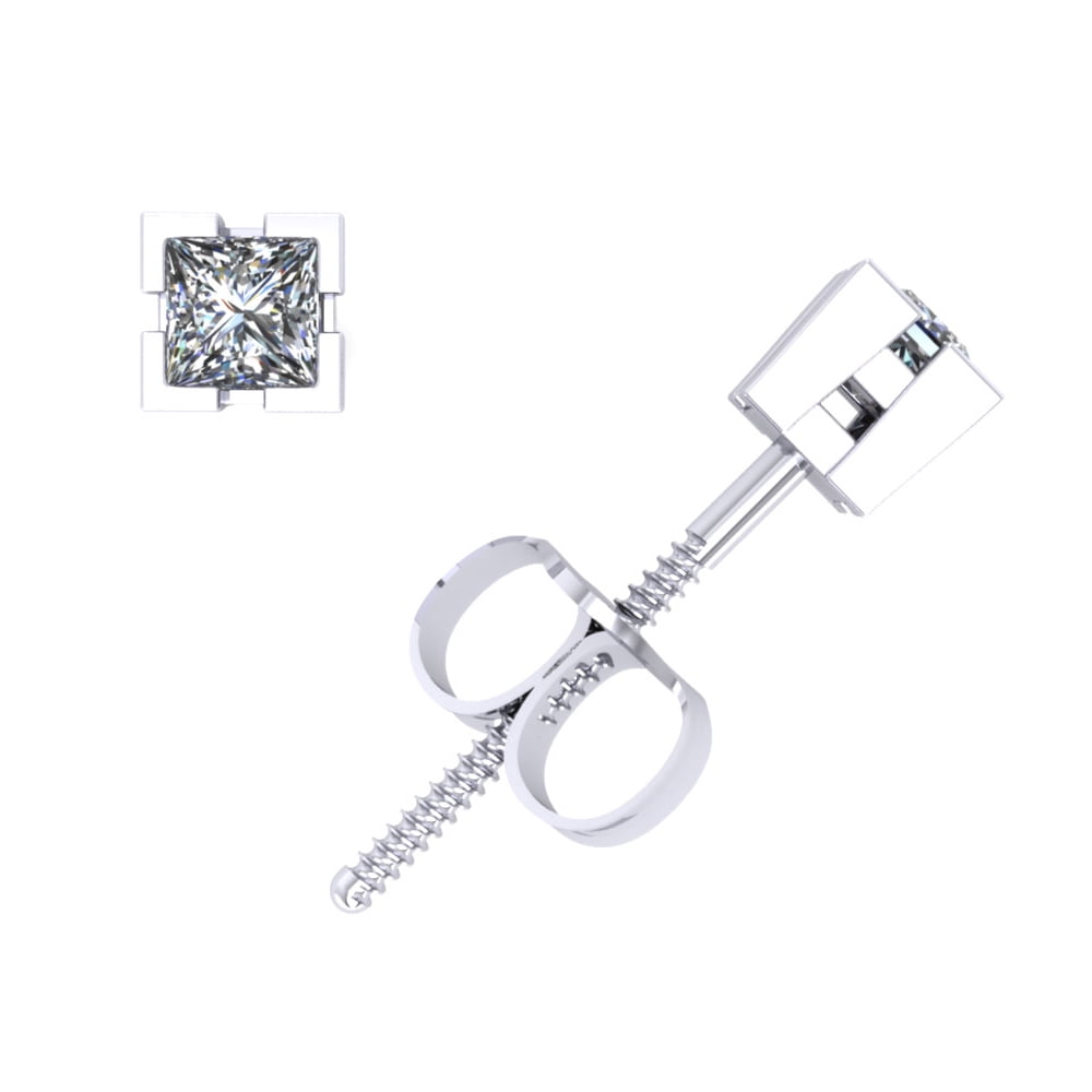 1/4ct Princess Cut Diamond Pendant - 14K White Gold Solitaire Necklace With Chain - View #11