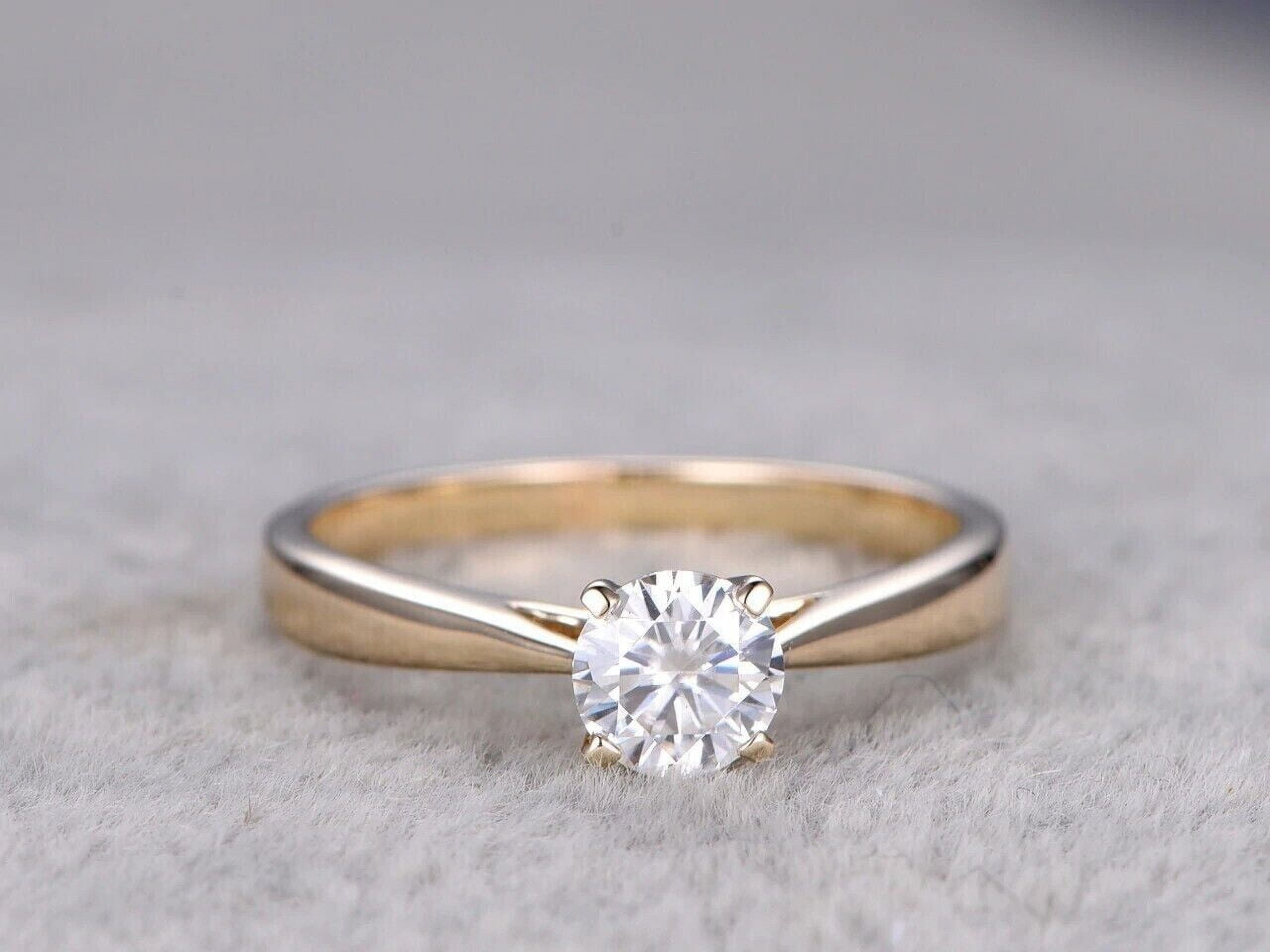 SHREE JEWELS 1.4Ct Round White Moissanite Solitaire Engagement Ring Solid14k Yellow Gold