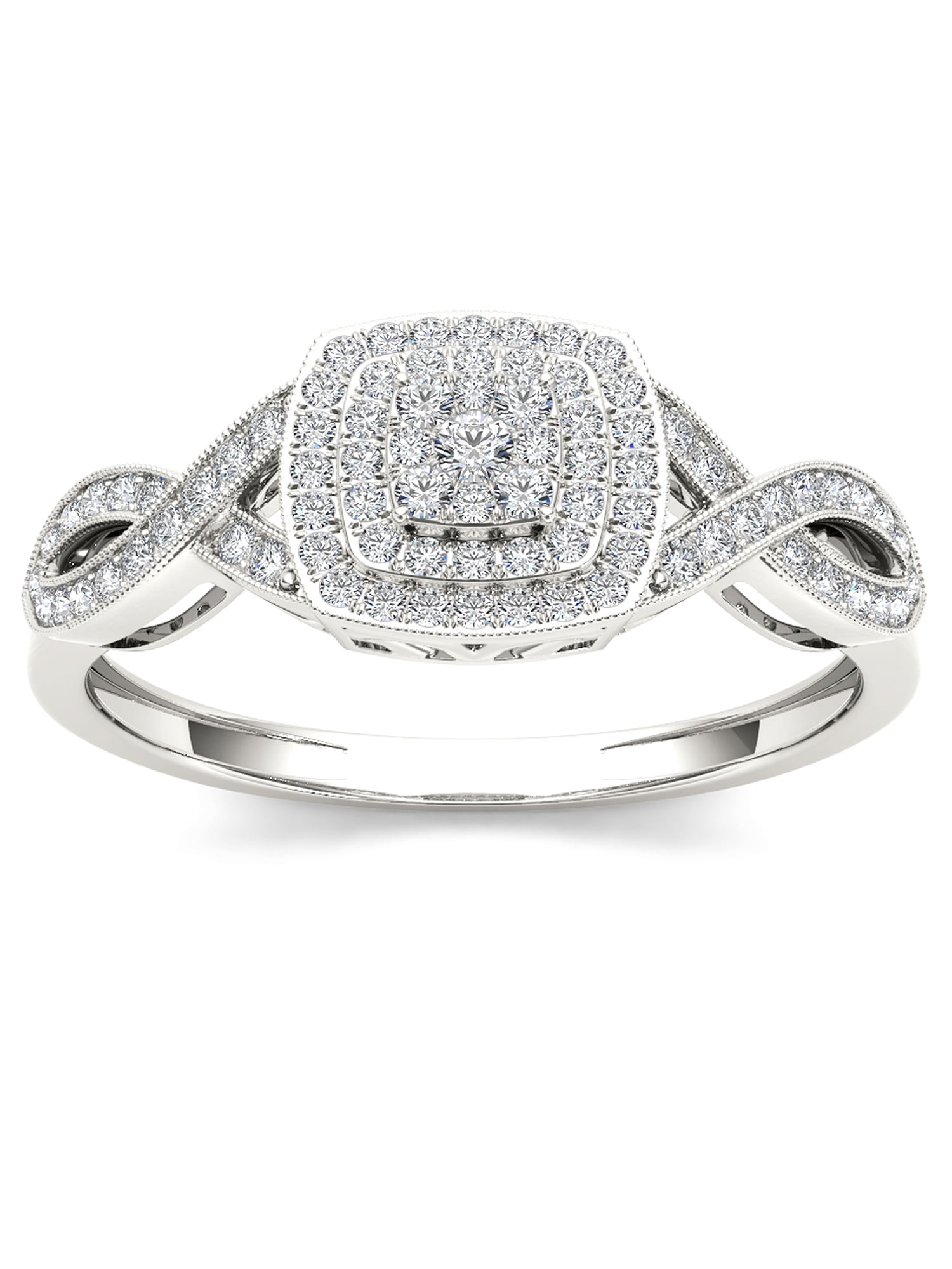 1/4Ct TDW Diamond 10K White Gold Criss-Cross Engagement Ring