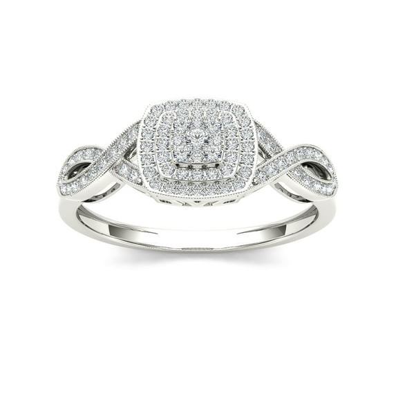 1/4Ct TDW Diamond 10K White Gold Criss-Cross Engagement Ring