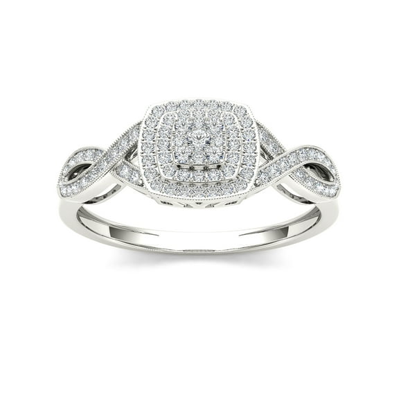 1/4Ct TDW Diamond 10K White Gold Criss-Cross Engagement Ring