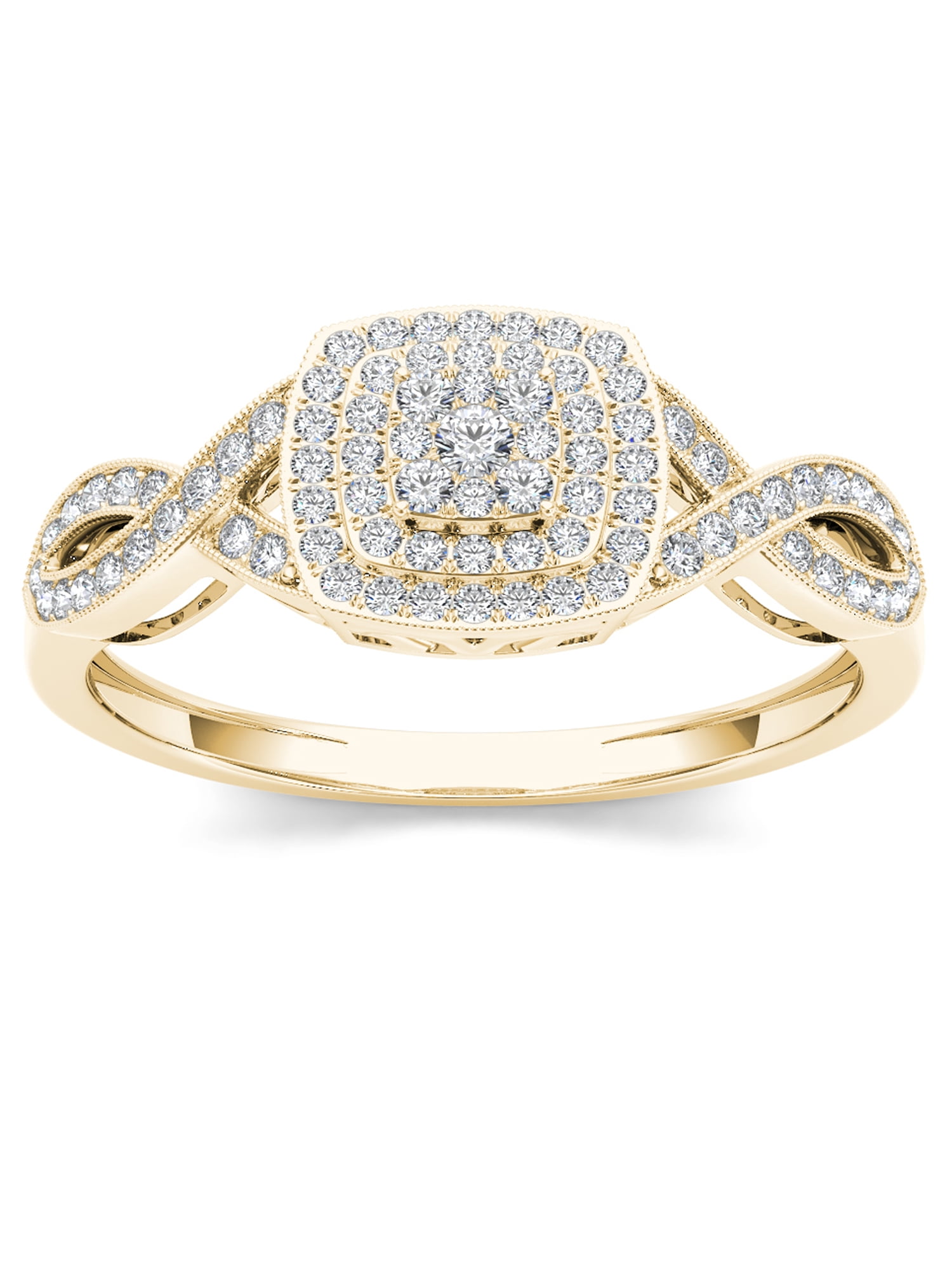 1/4Ct TDW Diamond 10K Yellow Gold Criss-Cross Engagement Ring - Walmart.com