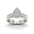 thumbnail image 1 of 1/4Ct TDW Diamond S925 Sterling Silver Pear Shape Cluster Halo Bridal Set (I-J, I2), 1 of 4