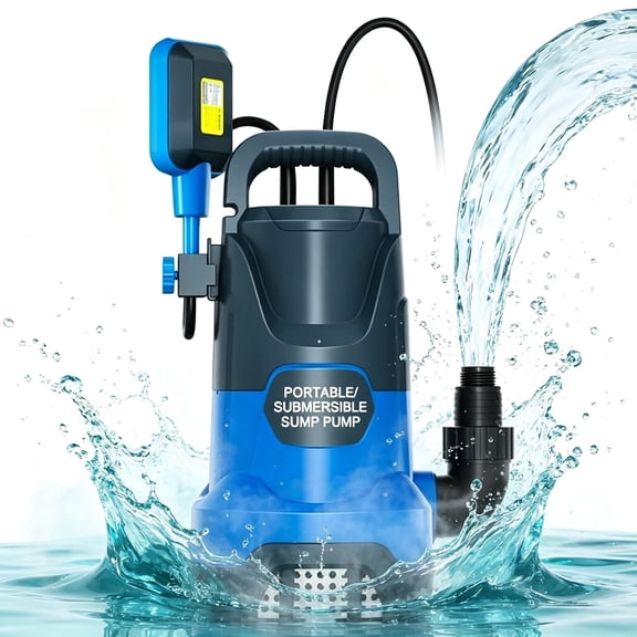 1.4HP 4700GPH Submersible Sump Pump, Smart Float Switch Water Control, High Capacity Utility Pump with Hose Adapters for Pool Drainage, Basements, Flood Cleanup, Rain Barrels and Outdoor Areas