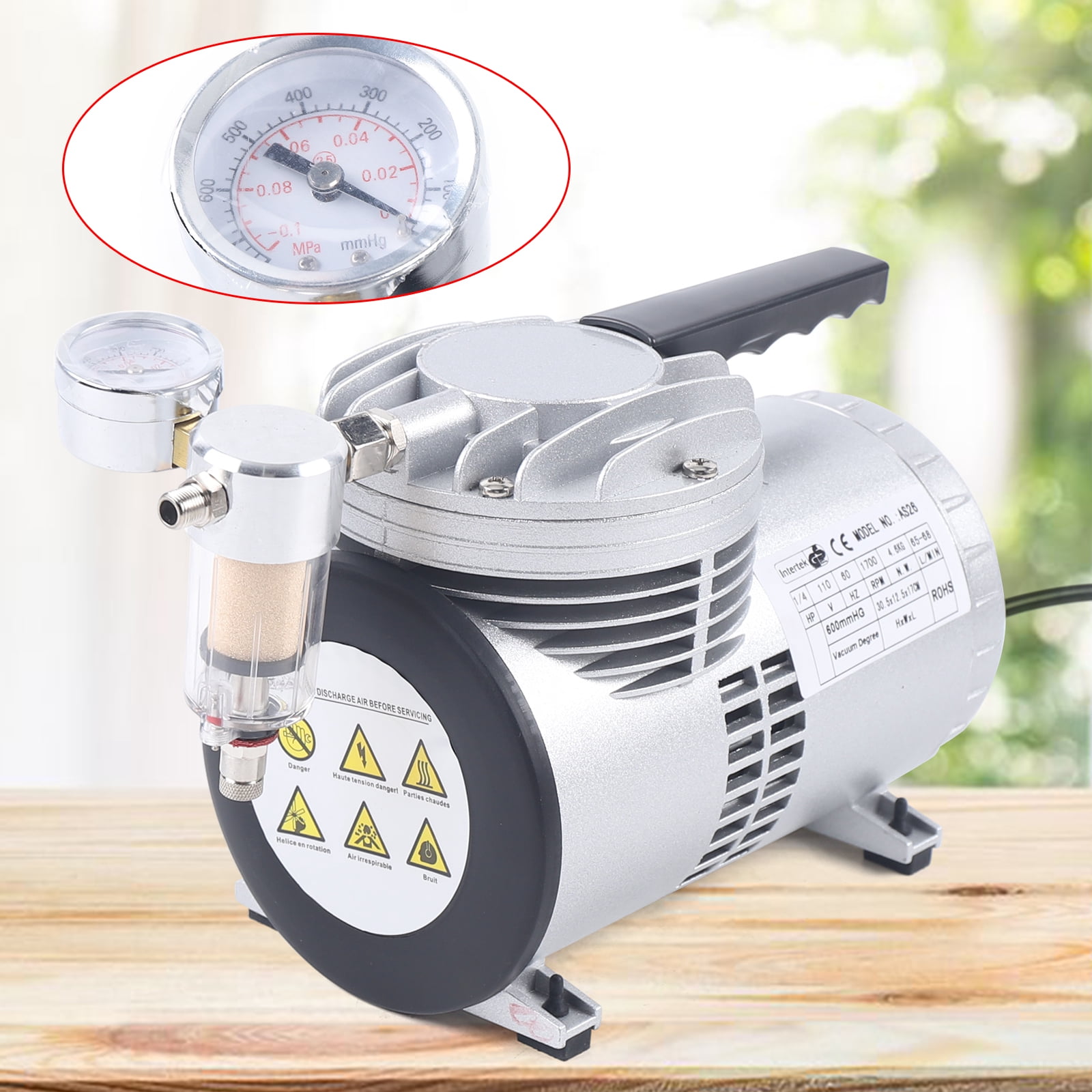 1/4HP Single Stage Vacuum Pump Oil-free Vacuum Pump Industrial Vacuum Pump  Pure Copper Motor Silver