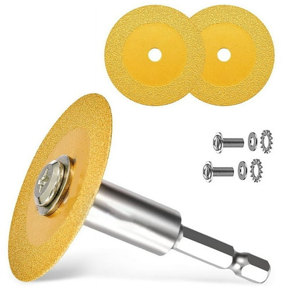 1/4In Hex Shank with 2PCS Diamond Cutting Blade Wheel for PVC Pipe Cutter,Mini Glasses Cutting Disc for Cutting Glass,A