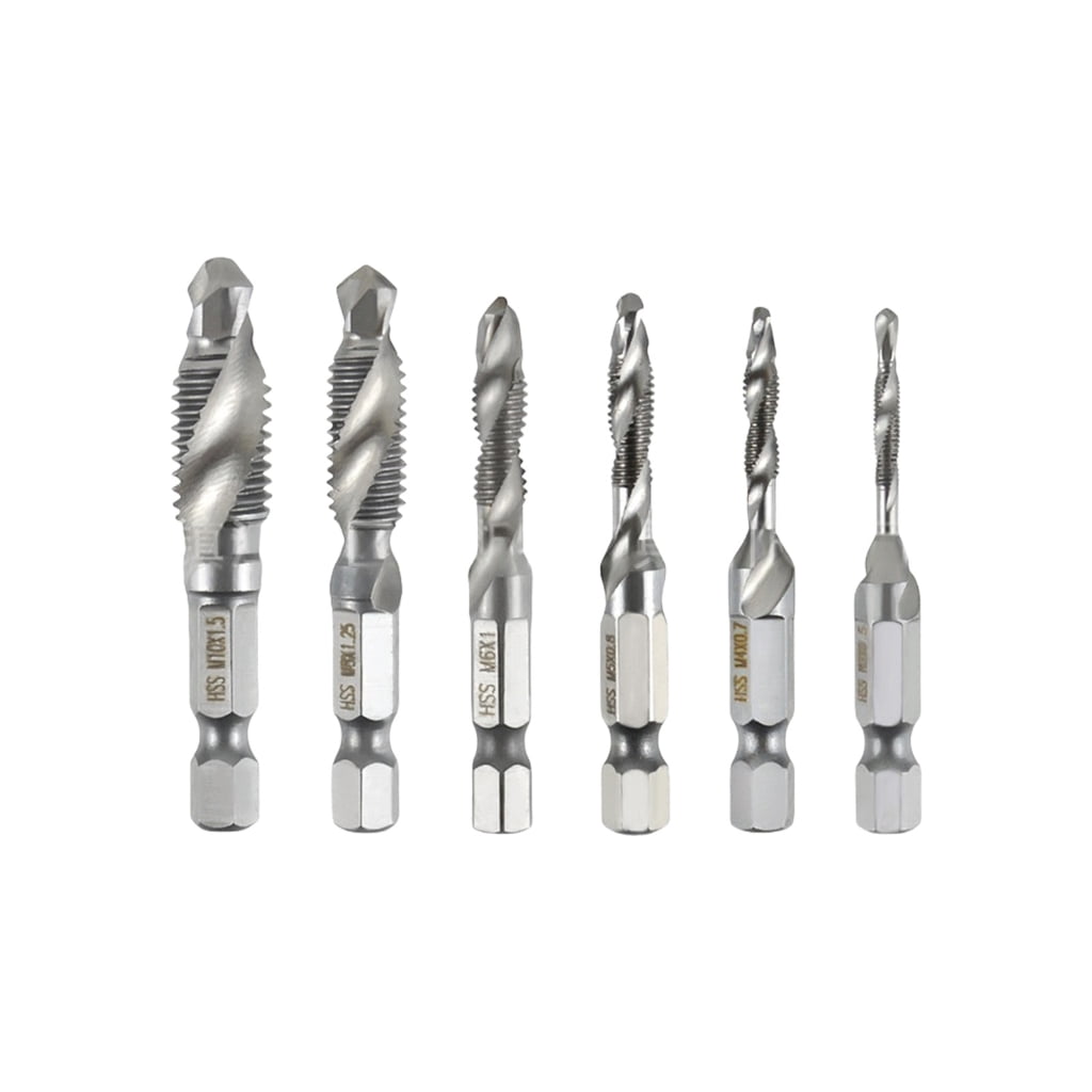 Self Thread Bit 1/4Inch Hexagonal Shank Spirals Tap Drill Bit For Drilling Threading ...