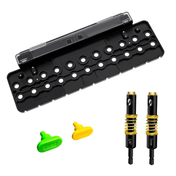 1/4Inch and 5mm Shelf Pin Drilling Jigs Hinge Drillings Guide Template Tool Builtin Storage Compartment for Bit and Pin