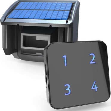 HTZSAFE 1/2 Mile Solar Driveway Alarm System – 1 Receiver + 1 Sensor – HB-806A+T904, Outdoor/Indoor