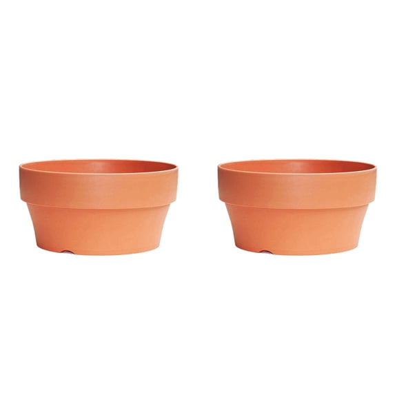 1-4PC Imitation Terracotta Pots with Drainage Hole Shallow Round Clay Planter Succulent Cactus Flower Pot Indoor Outdoor Garden Nursery Containers Tray Bowl